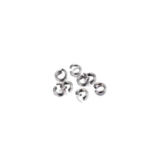 Stainless steel open ring 4mm, 0.5mm, staalkleur; per 250 stuks