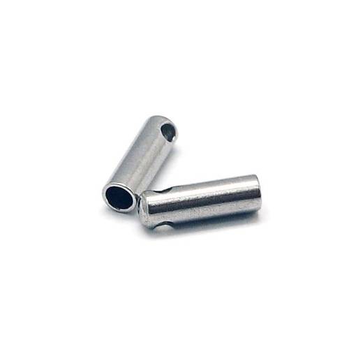 Stainless steel eindkapje, 2.5x7mm, zilverkleurig; per 50 stuks