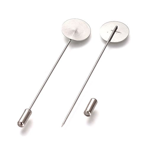 Stainless steel broche pin, 77x15mm, staalkleur; per 10 stuks