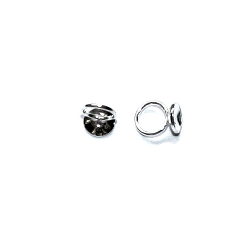 Silver cup 5mm with closed ring of 6mm, shiny; per 25 pcs