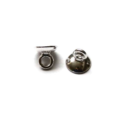Silver cup 8mm with closed ring of 4.5mm, shiny; per 10 pcs