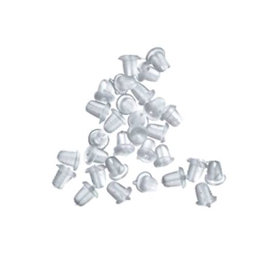 Silicone stopper for earring, transparent; per 100 pcs