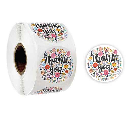 Rol stickers, 25mm, tekst 'Thank you'; per rol