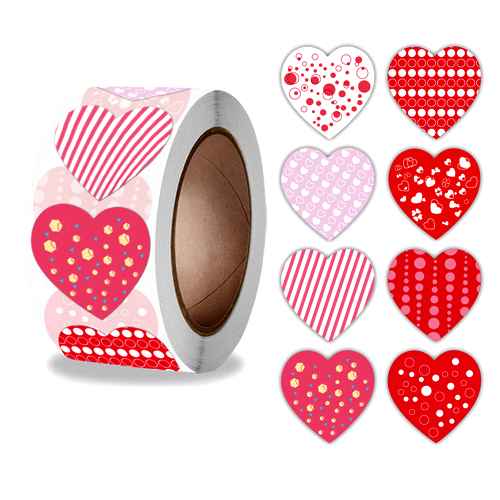 Rol of stickers, 25mm, heart'; per roll - Click Image to Close