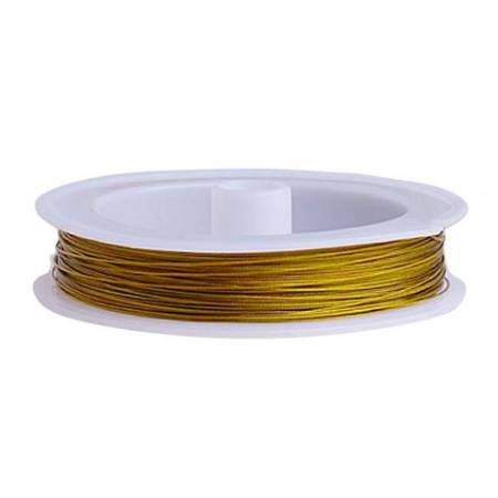 Staaldraad, nylon coated, 0.45mm, goud, 70 mtr.; per rol